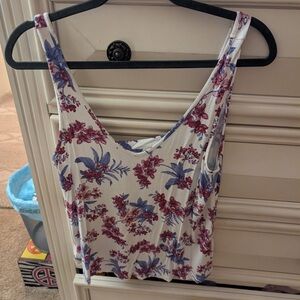 American Eagle Outfitters Floral Tank Top - White and Purple